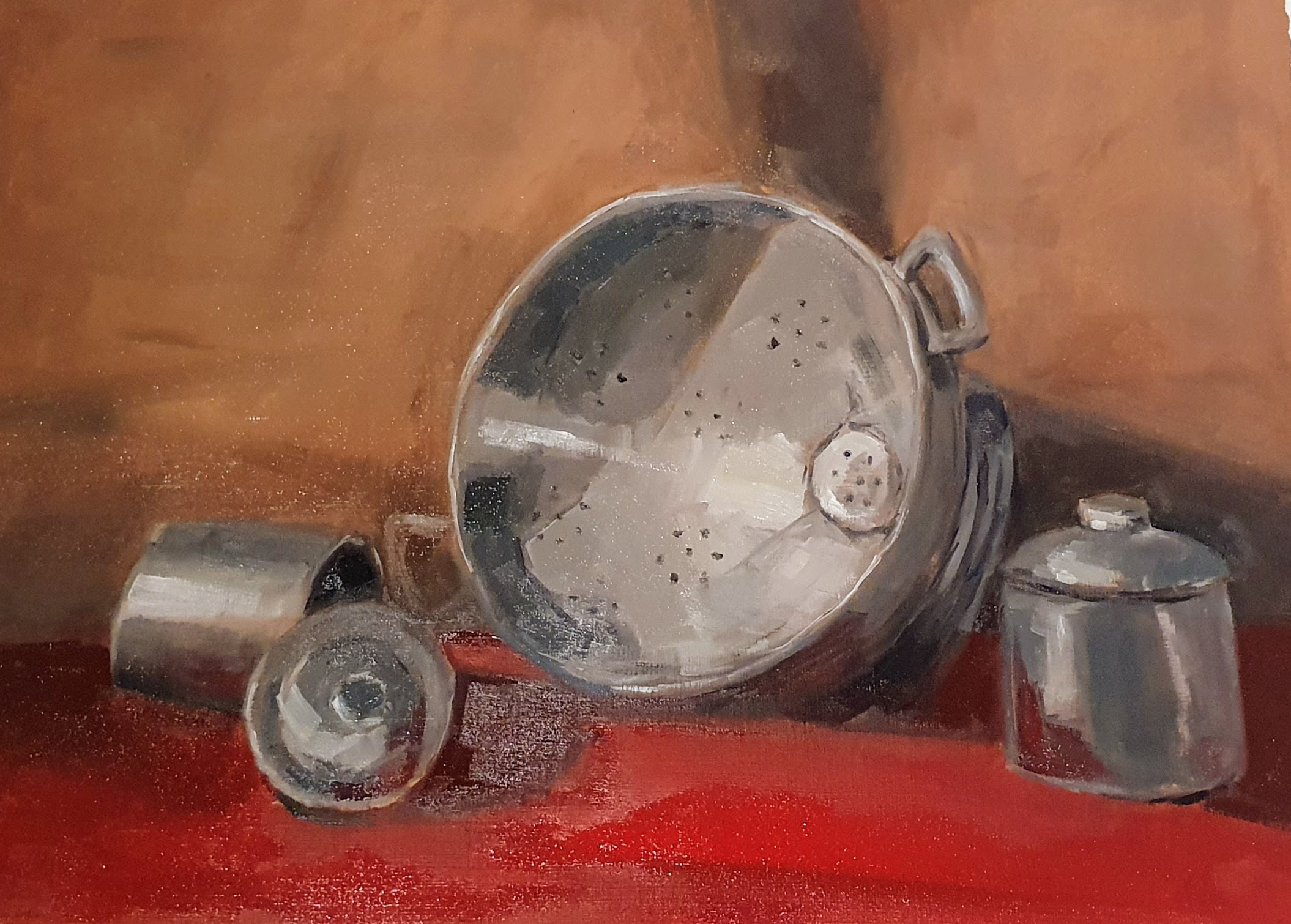 Fer blanc sur fond rouge